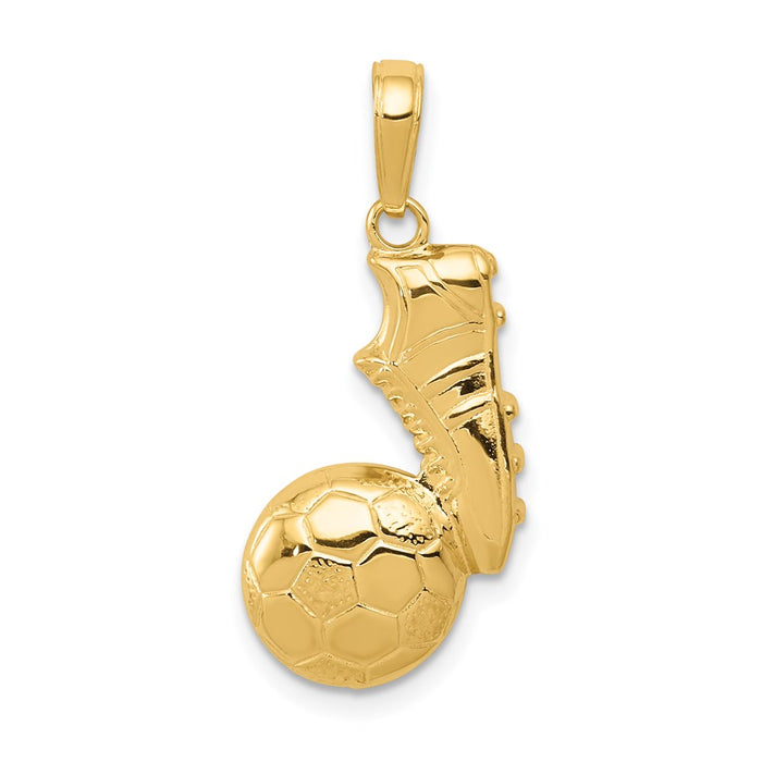 Million Charms 14K Yellow Gold Themed Sports Soccer Ball, Shoe Pendant