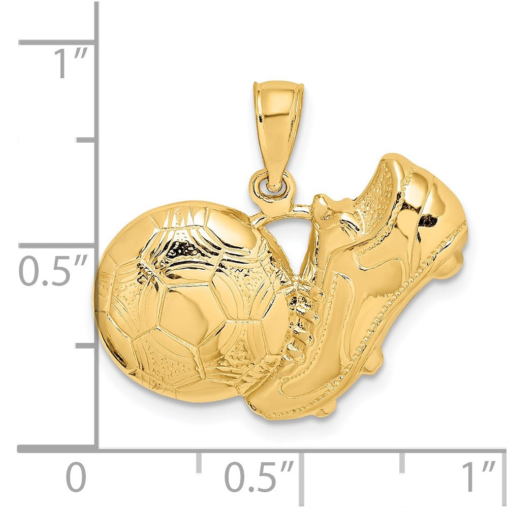Million Charms 14K Yellow Gold Themed Sports Soccer Shoe Kicking Ball Charm