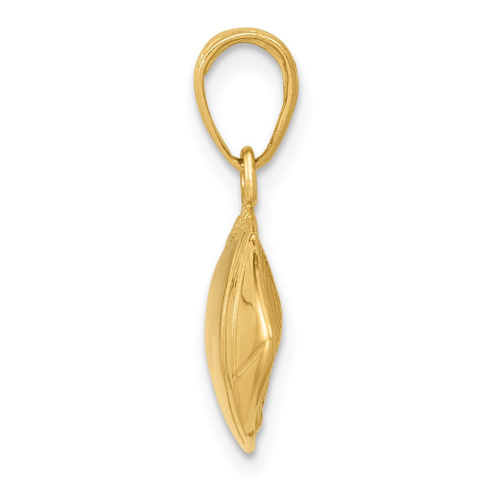 Million Charms 14K Yellow Gold Themed Sports Football Profile Pendant