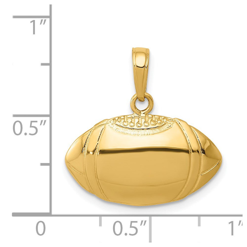 Million Charms 14K Yellow Gold Themed Sports Football Profile Pendant