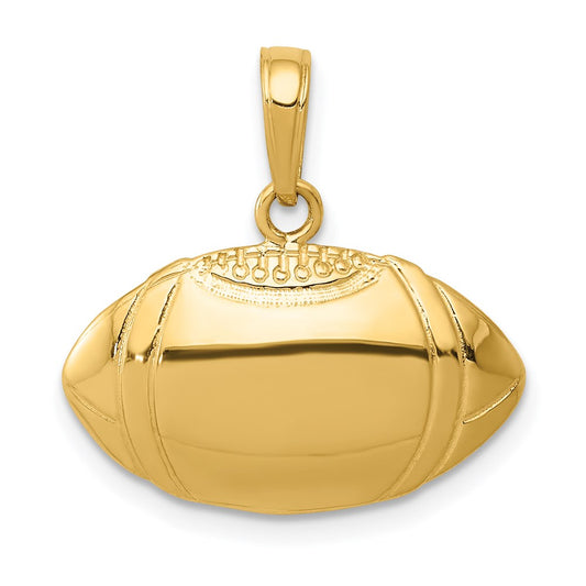 Million Charms 14K Yellow Gold Themed Sports Football Profile Pendant