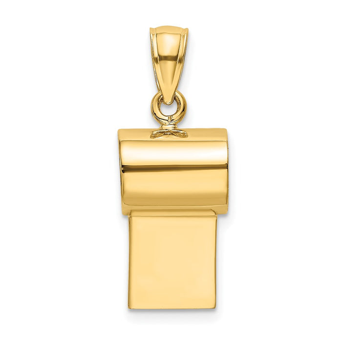 Million Charms 14K Yellow Gold Themed 3-D Whistle Charm