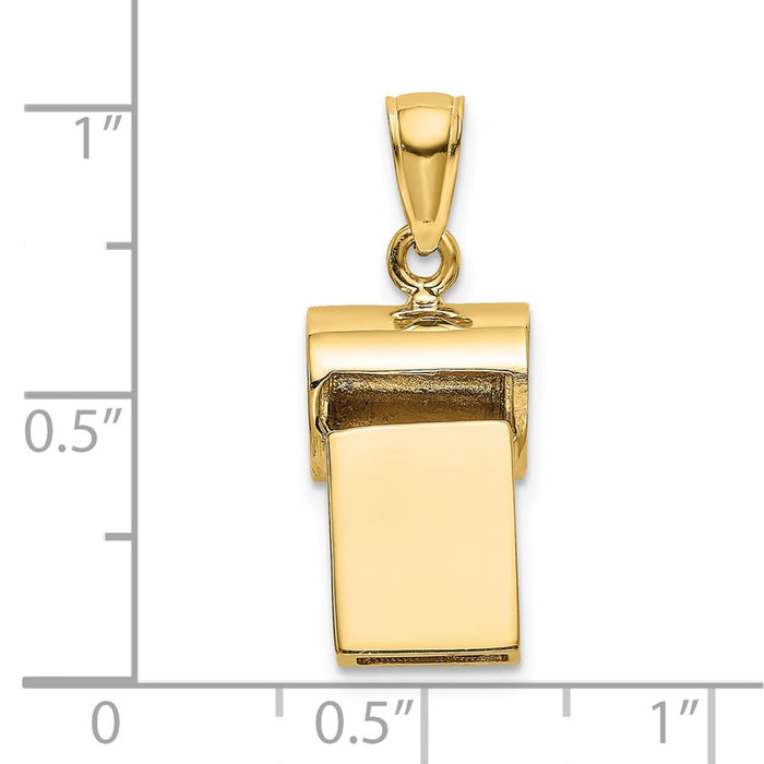 Million Charms 14K Yellow Gold Themed 3-D Whistle Charm