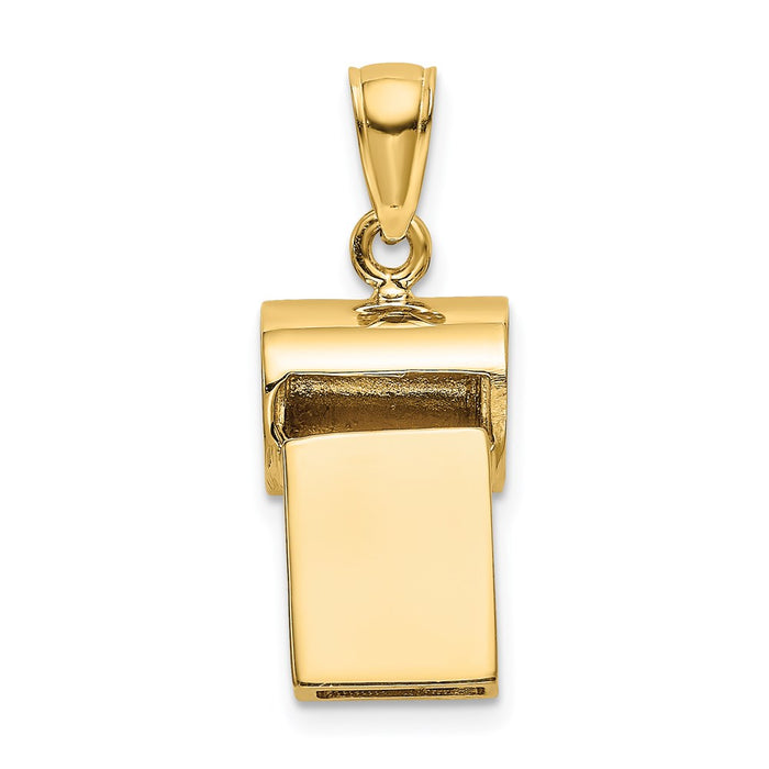 Million Charms 14K Yellow Gold Themed 3-D Whistle Charm