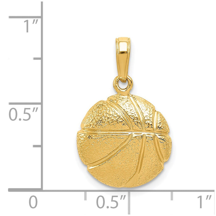 Million Charms 14K Yellow Gold Themed Sports Basketball Pendant