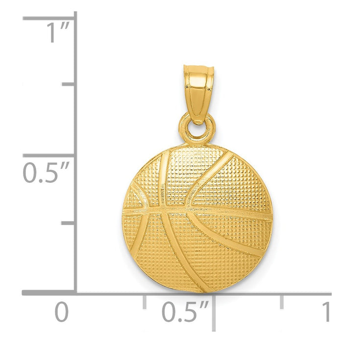 Million Charms 14K Yellow Gold Themed Sports Basketball Pendant