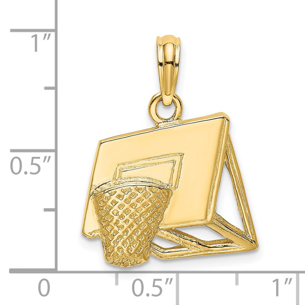 Million Charms 14K Yellow Gold Themed Sports Basketball Hoop Charm