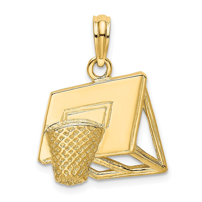 Million Charms 14K Yellow Gold Themed Sports Basketball Hoop Charm