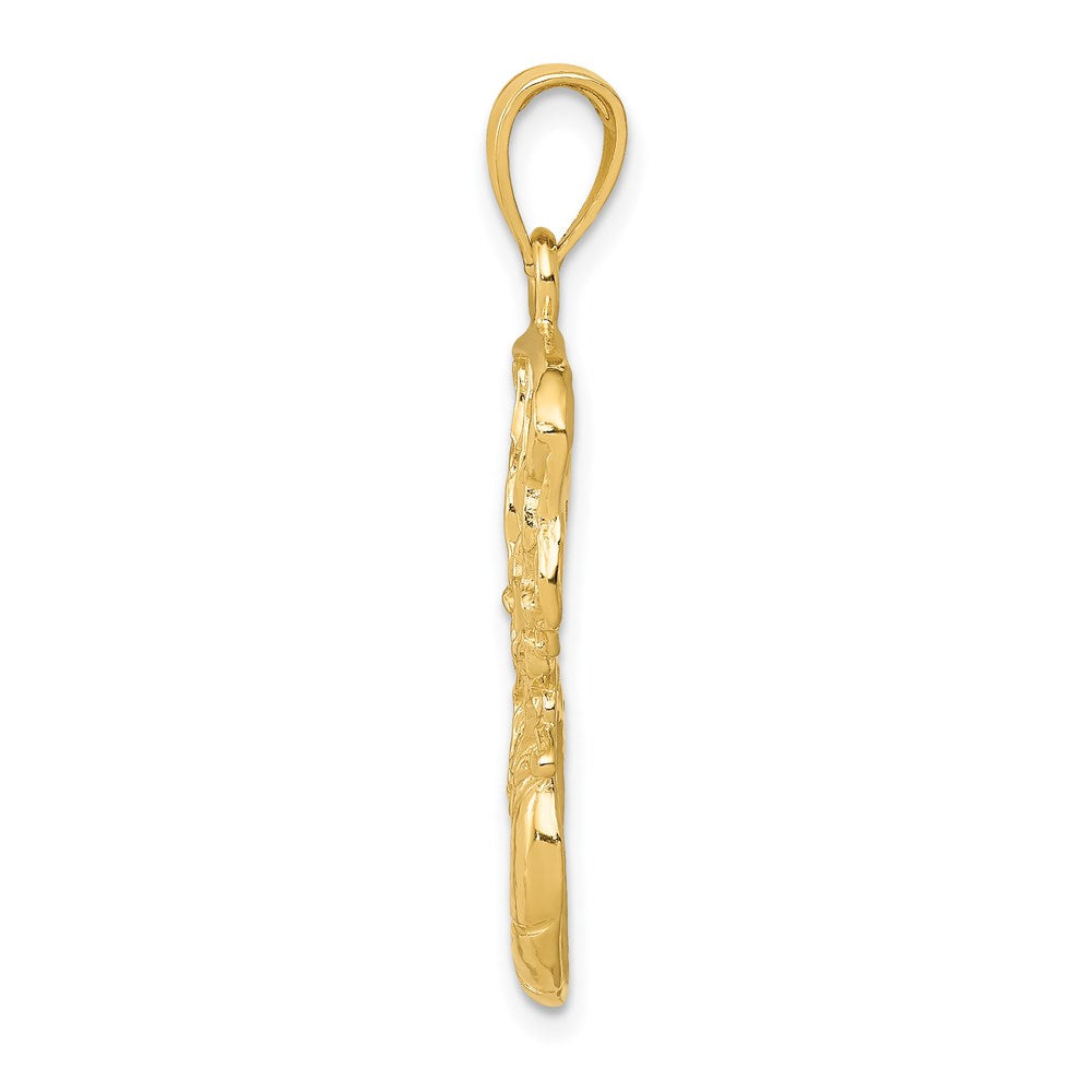 Million Charms 14K Yellow Gold Themed Swoosh Sports Basketball, Net Pendant