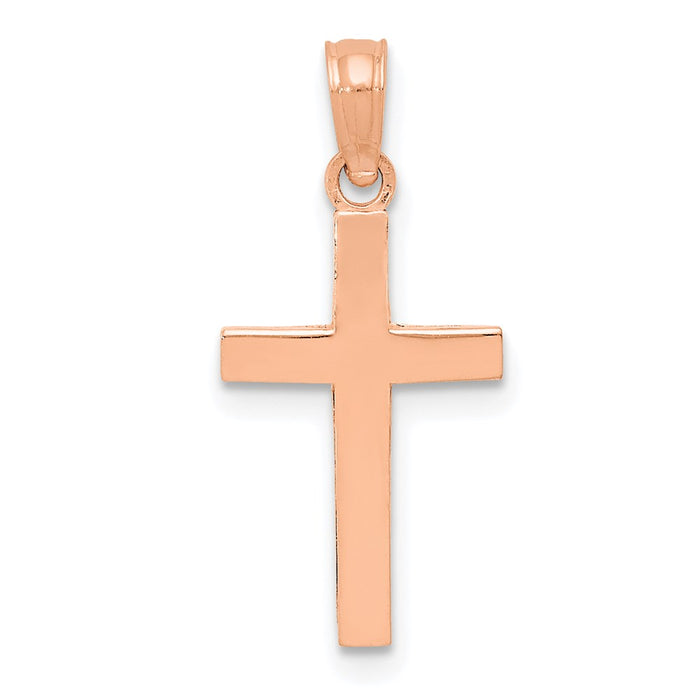 Million Charms 14K Rose Gold Themed Beveled Relgious Cross Charm