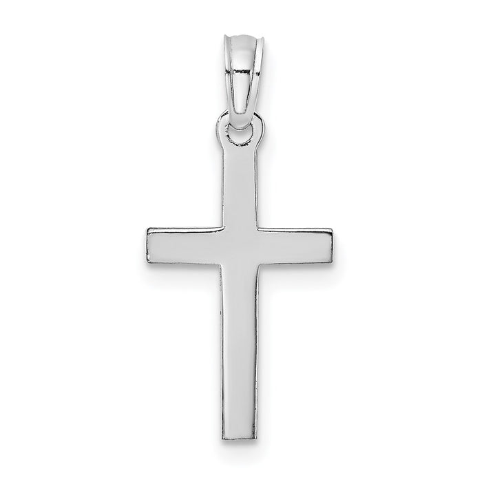 Million Charms 14K White Gold Themed Beveled Relgious Cross Charm