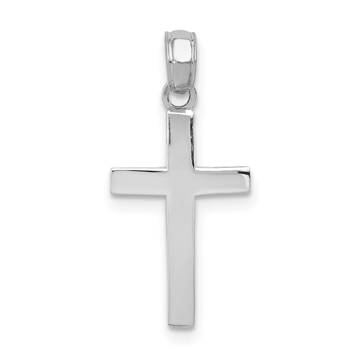 Million Charms 14K White Gold Themed Beveled Relgious Cross Charm