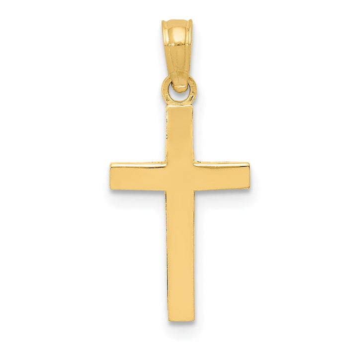 Million Charms 14K Yellow Gold Themed Beveled Relgious Cross Charm