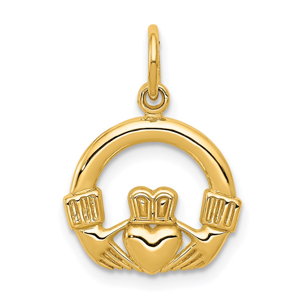 Million Charms 14K Yellow Gold Themed Claddagh Charm