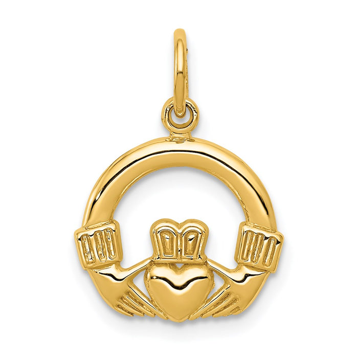 Million Charms 14K Yellow Gold Themed Claddagh Charm