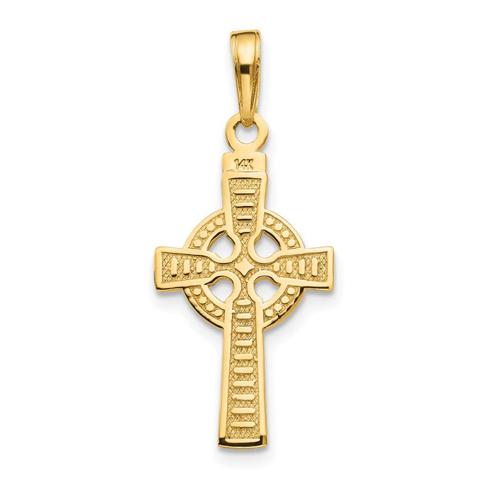 Million Charms 14K Yellow Gold Themed Reversible God Is Love Celtic Relgious Cross Pendant