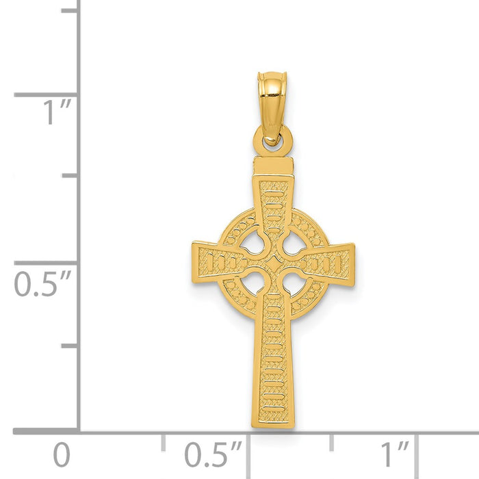 Million Charms 14K Yellow Gold Themed Reversible God Is Love Celtic Relgious Cross Pendant