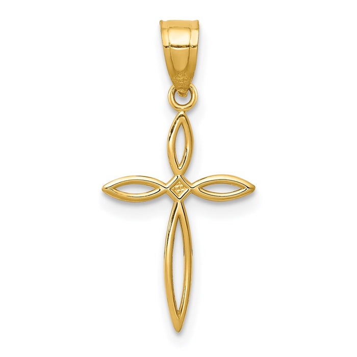 Million Charms 14K Yellow Gold Themed Passion Relgious Cross Charm