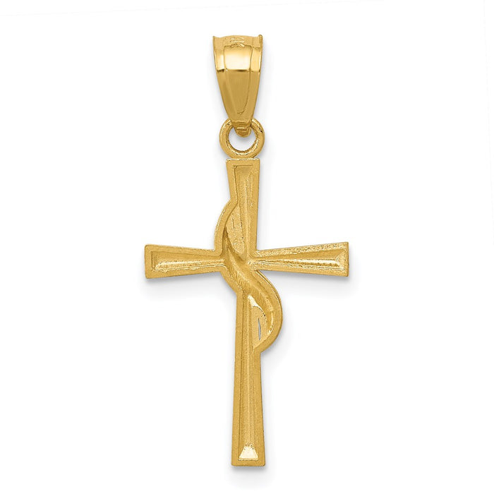 Million Charms 14K Yellow Gold Themed Polished Relgious Cross Pendant