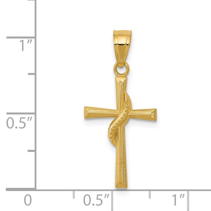 Million Charms 14K Yellow Gold Themed Polished Relgious Cross Pendant