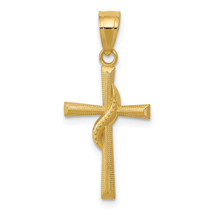 Million Charms 14K Yellow Gold Themed Polished Relgious Cross Pendant