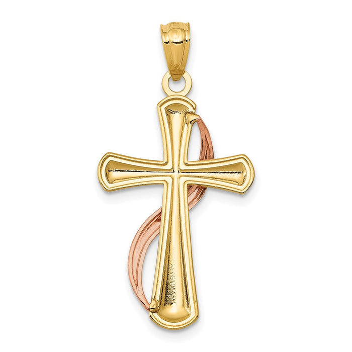 Million Charms 14K Two-Tone Polished Relgious Cross Pendant