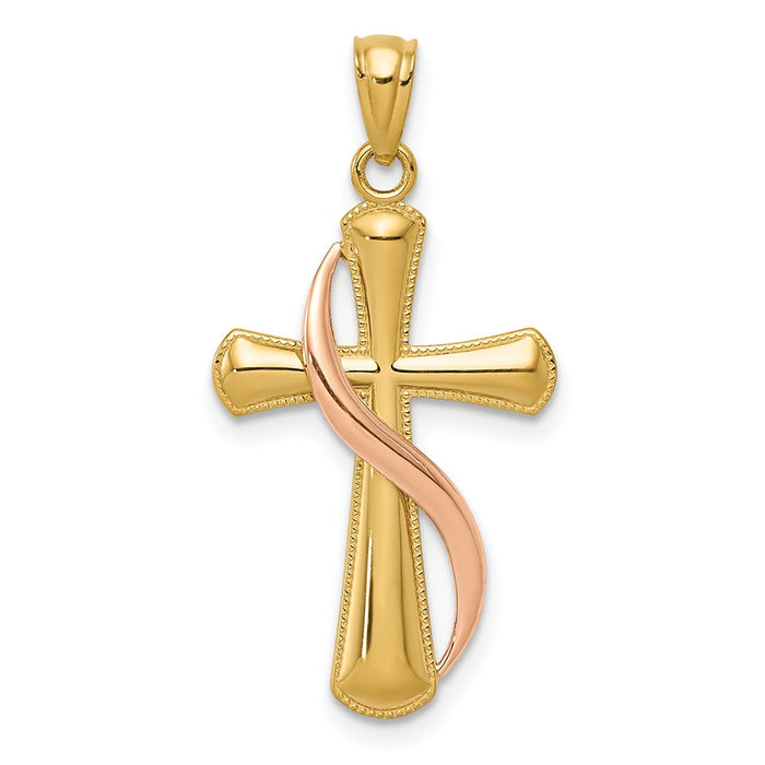 Million Charms 14K Two-Tone Polished Relgious Cross Pendant