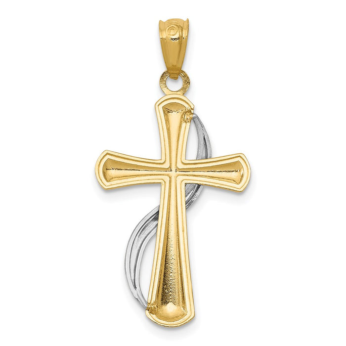 Million Charms 14K Two-Tone Polished Relgious Cross Pendant