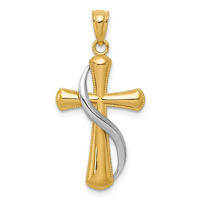 Million Charms 14K Two-Tone Polished Relgious Cross Pendant