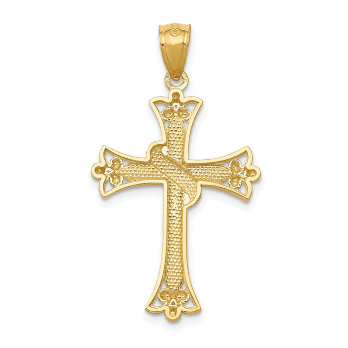 Million Charms 14K Yellow Gold Themed With Rhodium-plated Relgious Cross Pendant