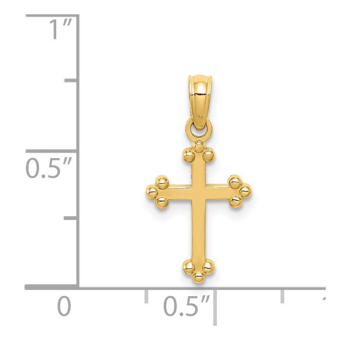 Million Charms 14K Yellow Gold Themed Budded Relgious Cross Charm