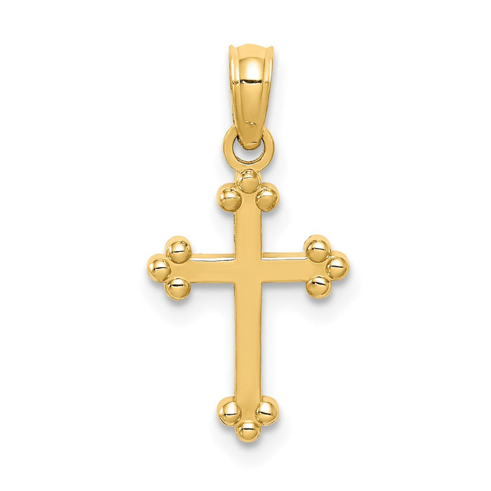 Million Charms 14K Yellow Gold Themed Budded Relgious Cross Charm