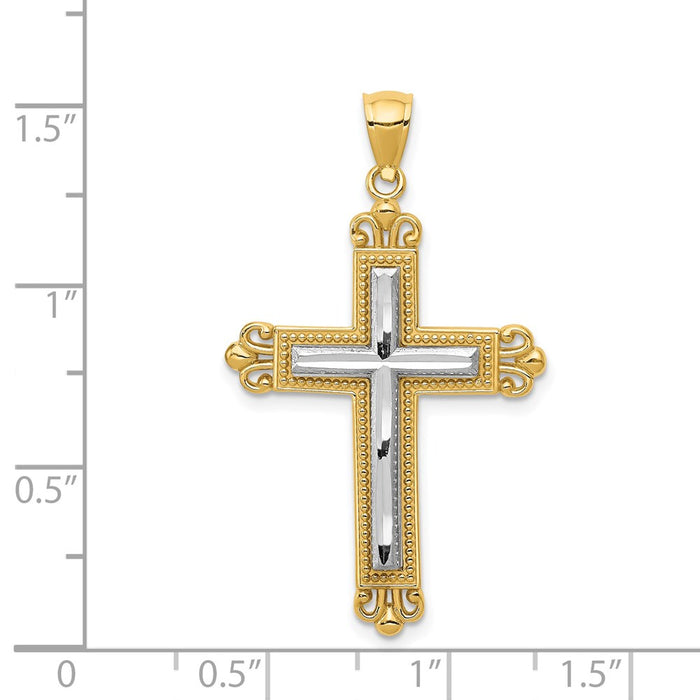 Million Charms 14K Two-Tone Relgious Cross Pendant