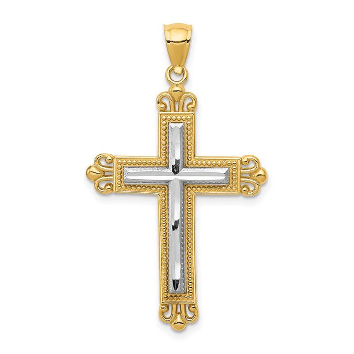 Million Charms 14K Two-Tone Relgious Cross Pendant