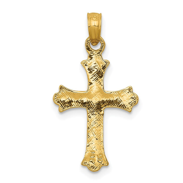 Million Charms 14K Yellow Gold Themed Budded Relgious Cross Charm