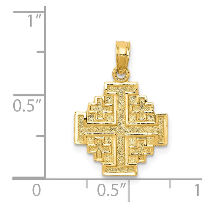 Million Charms 14K Yellow Gold Themed Jerusalem Relgious Cross Pendant