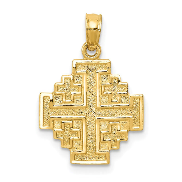 Million Charms 14K Yellow Gold Themed Jerusalem Relgious Cross Pendant