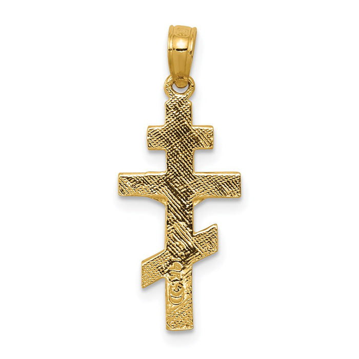 Million Charms 14K Yellow Gold Themed Eastern Orthodox Relgious Crucifix Charm