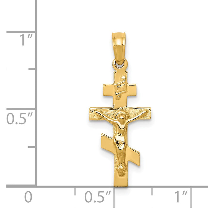 Million Charms 14K Yellow Gold Themed Eastern Orthodox Relgious Crucifix Charm