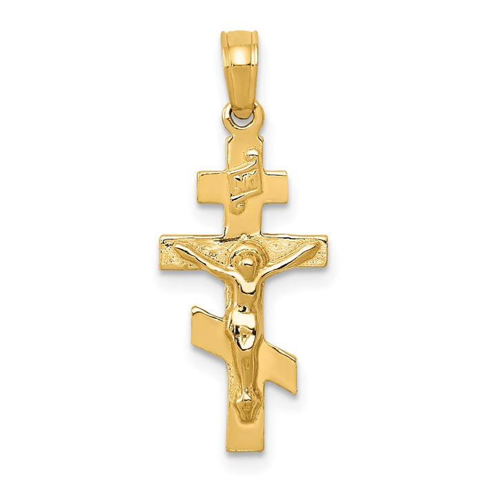 Million Charms 14K Yellow Gold Themed Eastern Orthodox Relgious Crucifix Charm