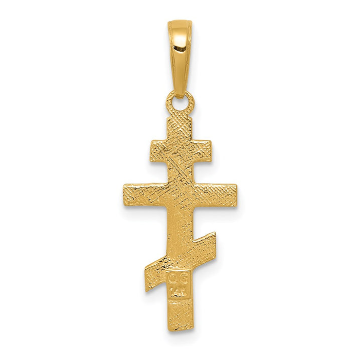 Million Charms 14K Yellow Gold Themed Eastern Orthodox Relgious Cross Pendant