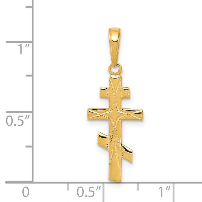 Million Charms 14K Yellow Gold Themed Eastern Orthodox Relgious Cross Pendant