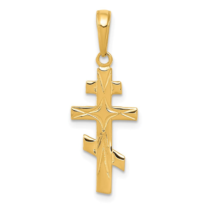 Million Charms 14K Yellow Gold Themed Eastern Orthodox Relgious Cross Pendant
