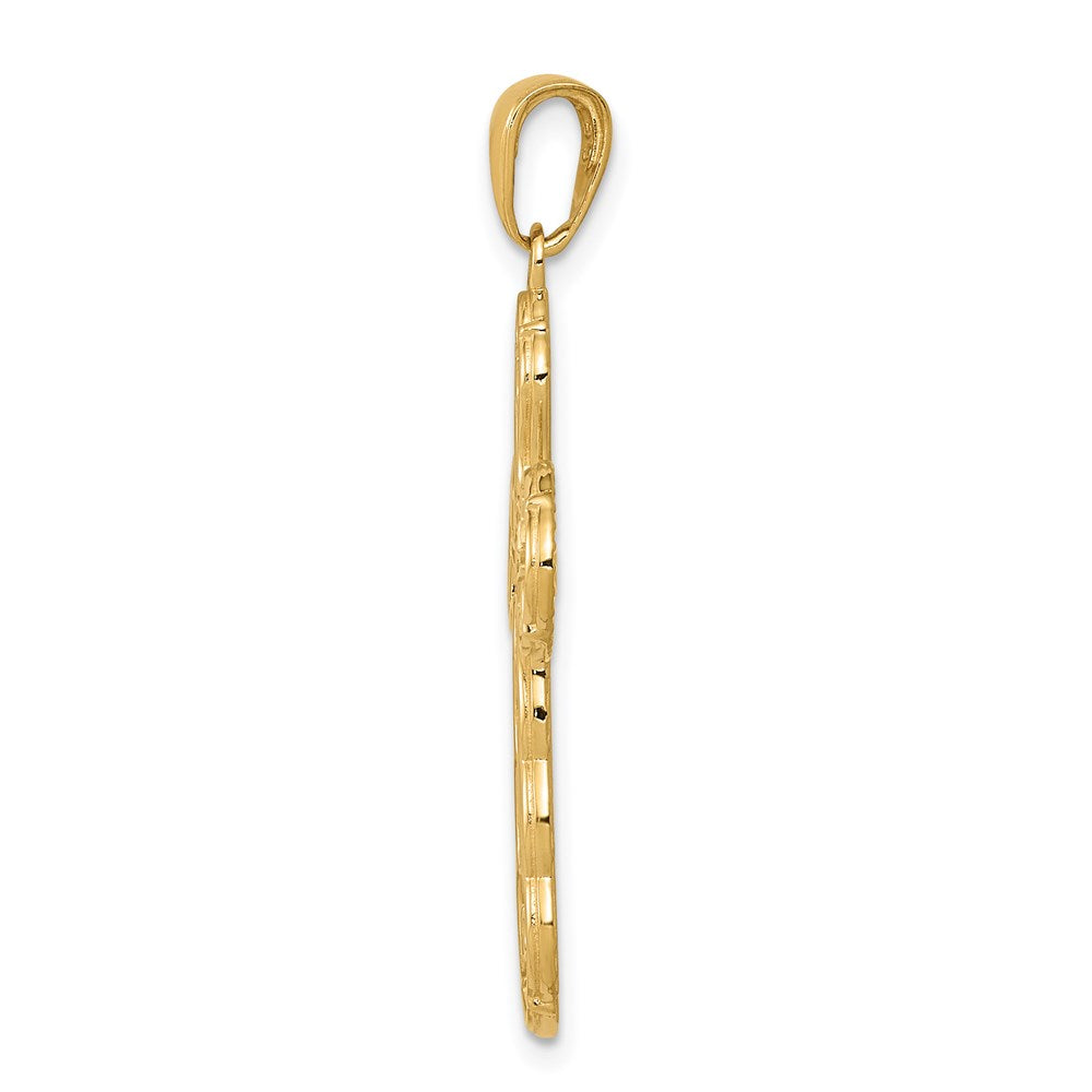 Million Charms 14K Yellow Gold Themed Satin Relgious Crucifix Pendant