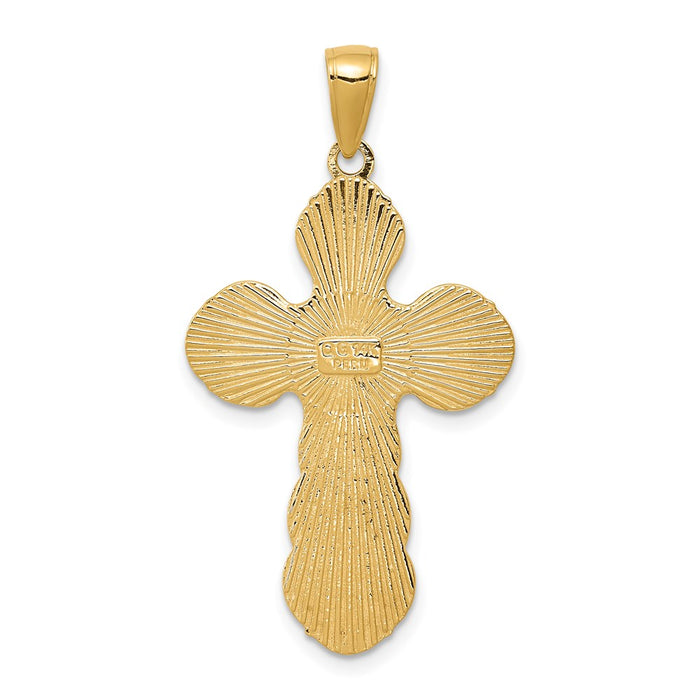 Million Charms 14K Yellow Gold Themed Satin Relgious Crucifix Pendant