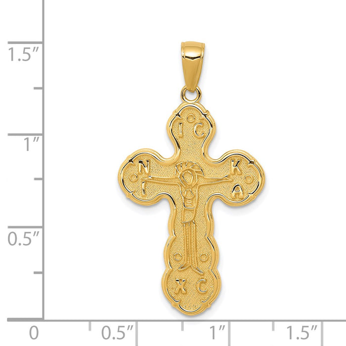 Million Charms 14K Yellow Gold Themed Satin Relgious Crucifix Pendant
