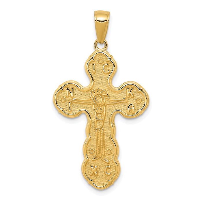 Million Charms 14K Yellow Gold Themed Satin Relgious Crucifix Pendant