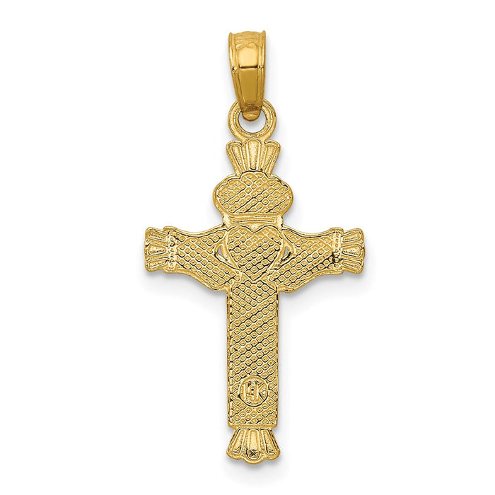 Million Charms 14K Yellow Gold Themed Claddagh Relgious Cross Charm