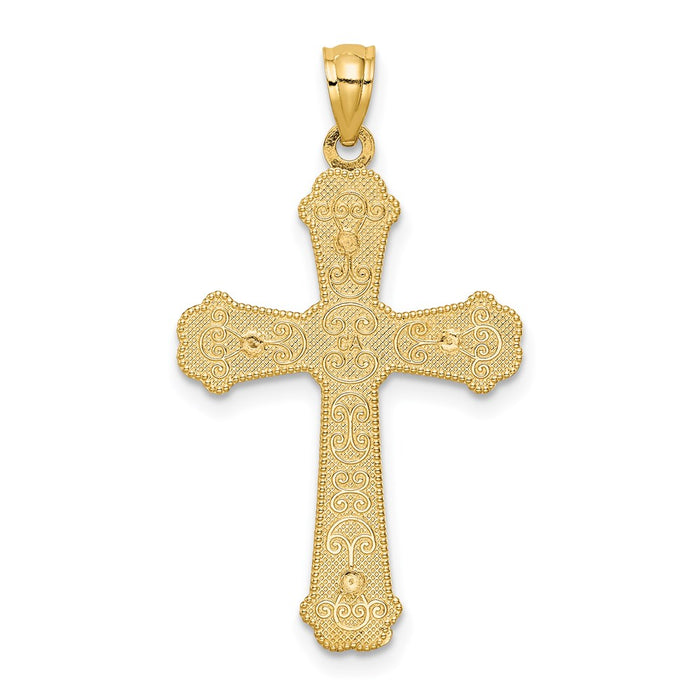 Million Charms 14K Two-Tone Hearts Relgious Cross Pendant