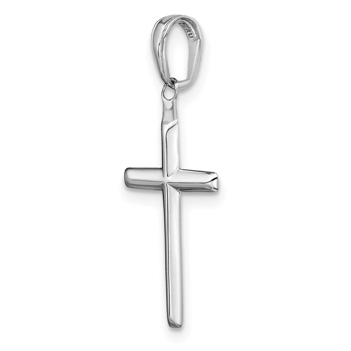 Million Charms 14K White Gold Themed Reversible Latin Relgious Cross Pendant